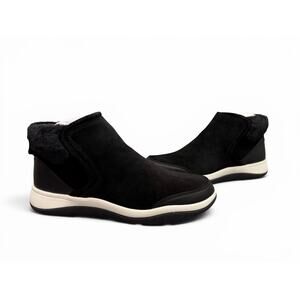 Vionic Norwood Black Water-Repellent Suede Zip Booties Women’s 8.5 M